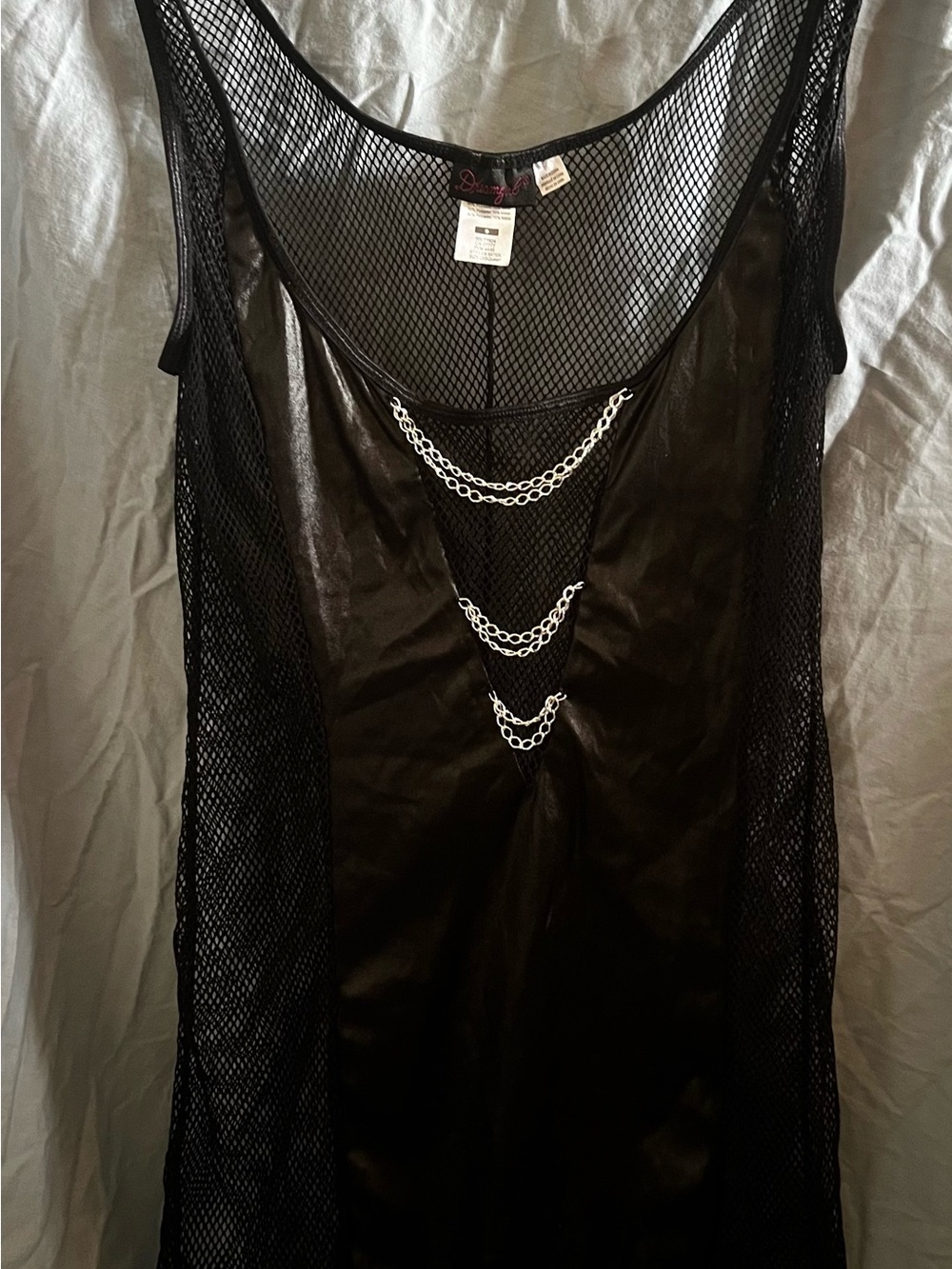 Dreamgirl Brand Black Faux leather and mesh Mini Dress Size O/S Queen